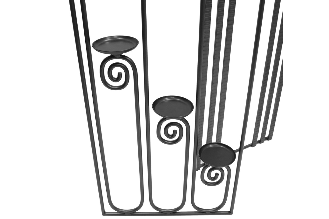 Waterfall Wrought Iron Summer Fireplace Screen with Candle Platforms