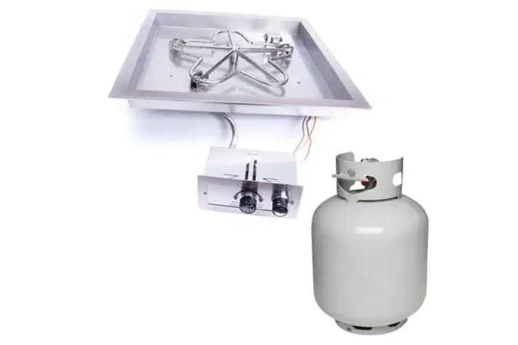 HPC Square Bowl Fire Pit Insert Push Button Ignition Standard Burner Small Tank