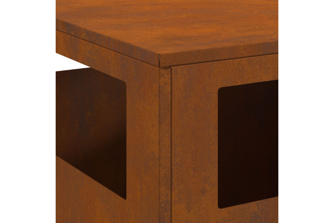 Modern Fire Pit 50 x 50 x 100 cm Steel in Rusty Brown Weathering Steel