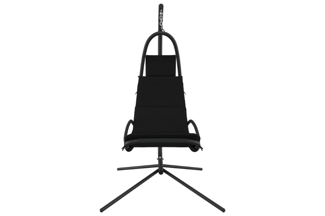 Garden Swing Chair with Cushion Oxford Fabric and Steel in Black With Cushion that Doesn't Wrinkle