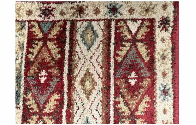 Vista Ancient Sign Red Rectangular Olefin Hearth Rug CloseUp