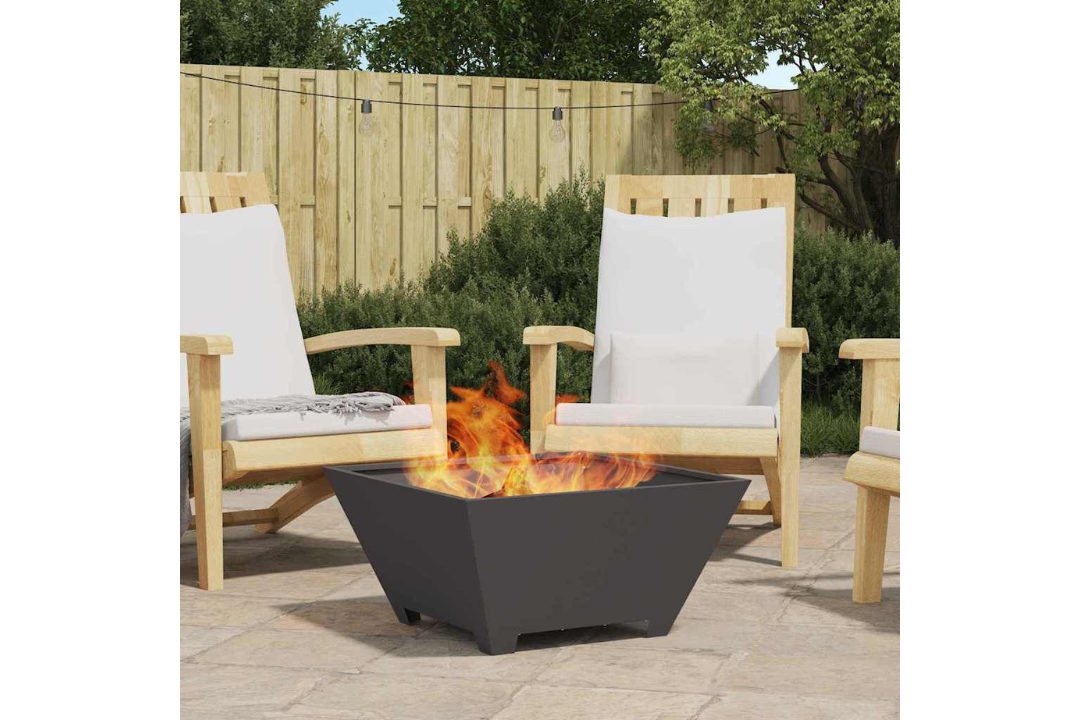 Fire Pit Square 60 x 60 x 30 cm in Black Cold-Rolled Steel