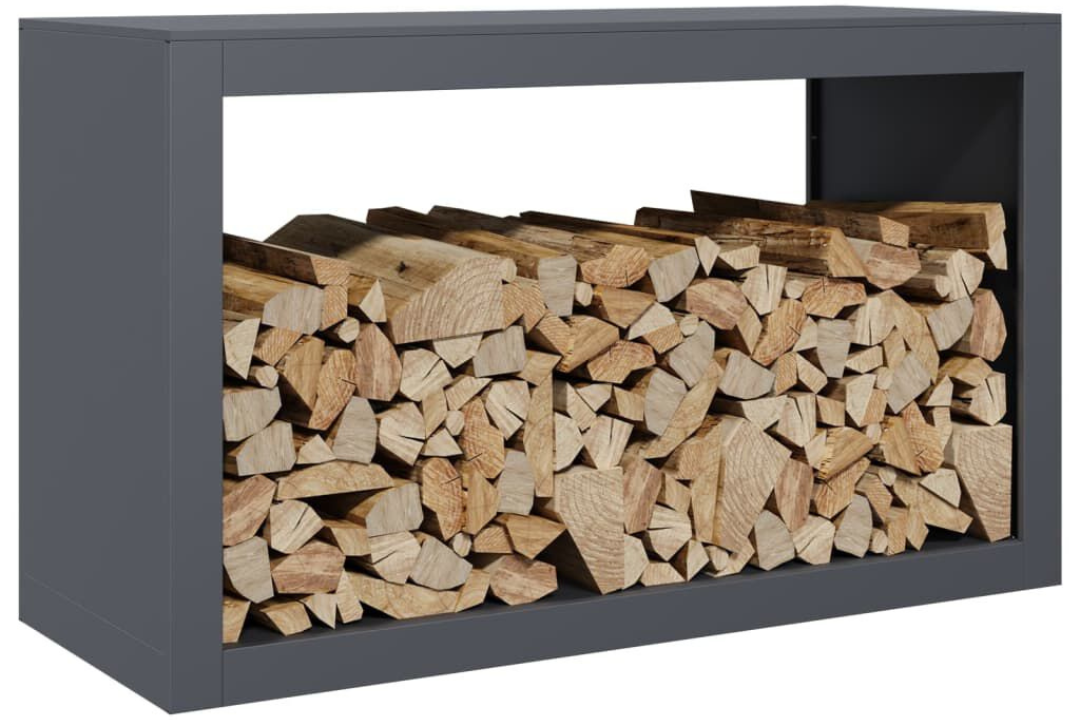 Modern Firewood Rack 100 x 40 x 60 cm in Anthracite Made of Steel
