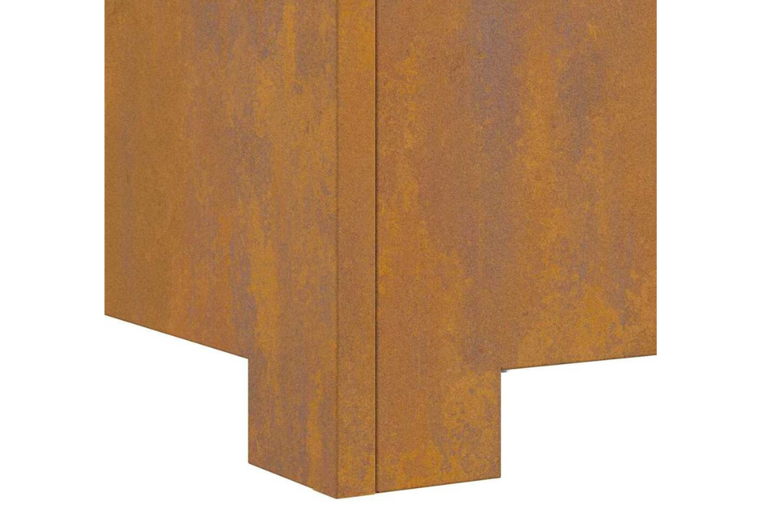 Minimalist Fire Pit Square 80 x 80 x 40 cm in Rusty Brown Weathering Steel