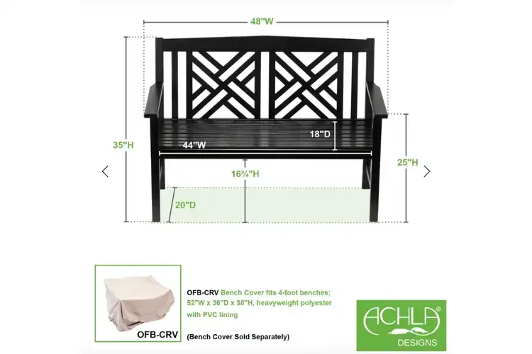 Fretwork Bench in Black Specifications