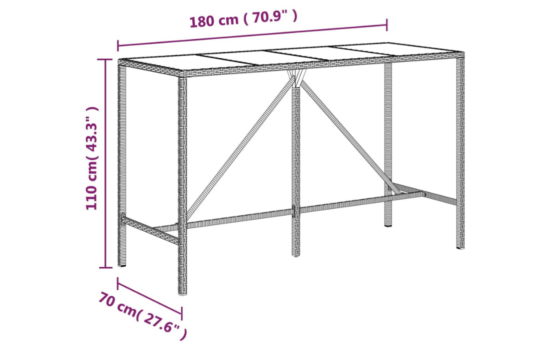 11 Piece Garden Bar Set Brown Poly Rattan Bar Table Specifications