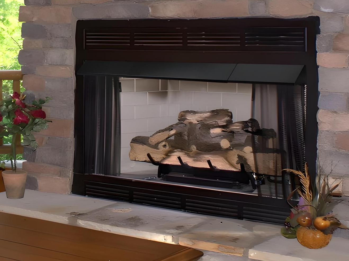 28" to 48" Matte Black Adjustable Fireplace Hood - Installed