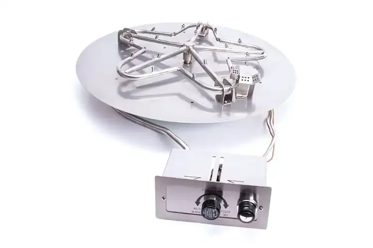 HPC Round Flat Fire Pit Insert Push Button Ignition Torpedo Burner