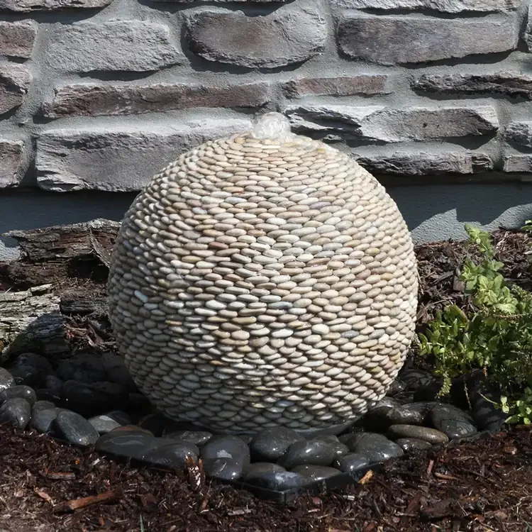 Small Pebble Sphere Fountain Kits in Tan