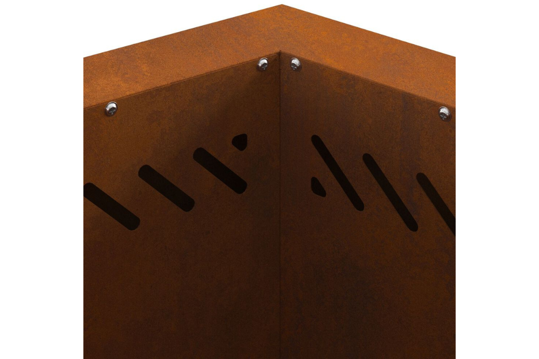 Chic Smokeless Fire Pit Hexagonal 48 x 48 x 51 cm in Rusty Brown Weathering Steel