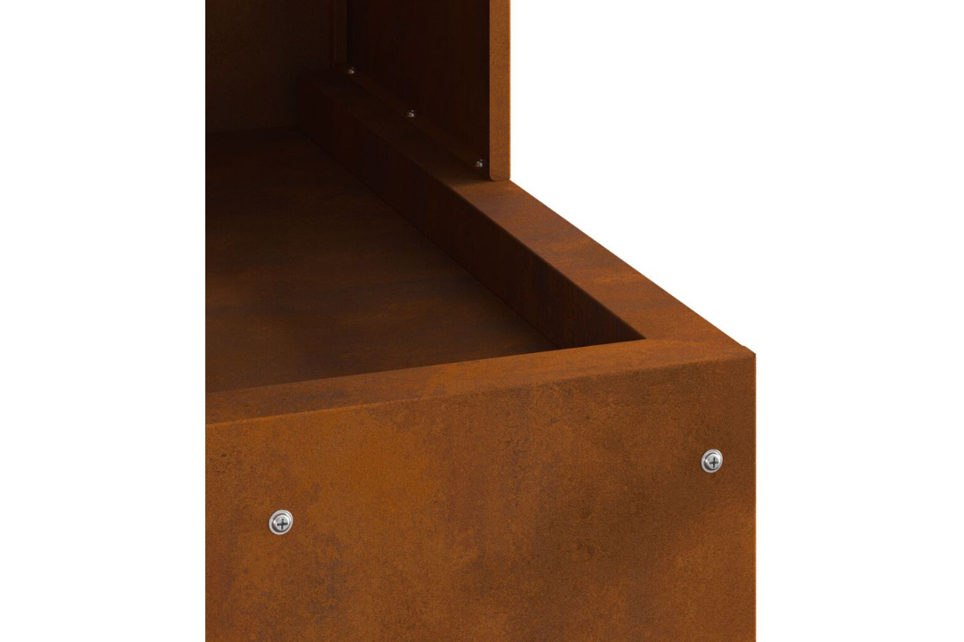 Durable Fire Pit 50 x 50 x 100 cm Steel in Rusty Brown Weathering Steel