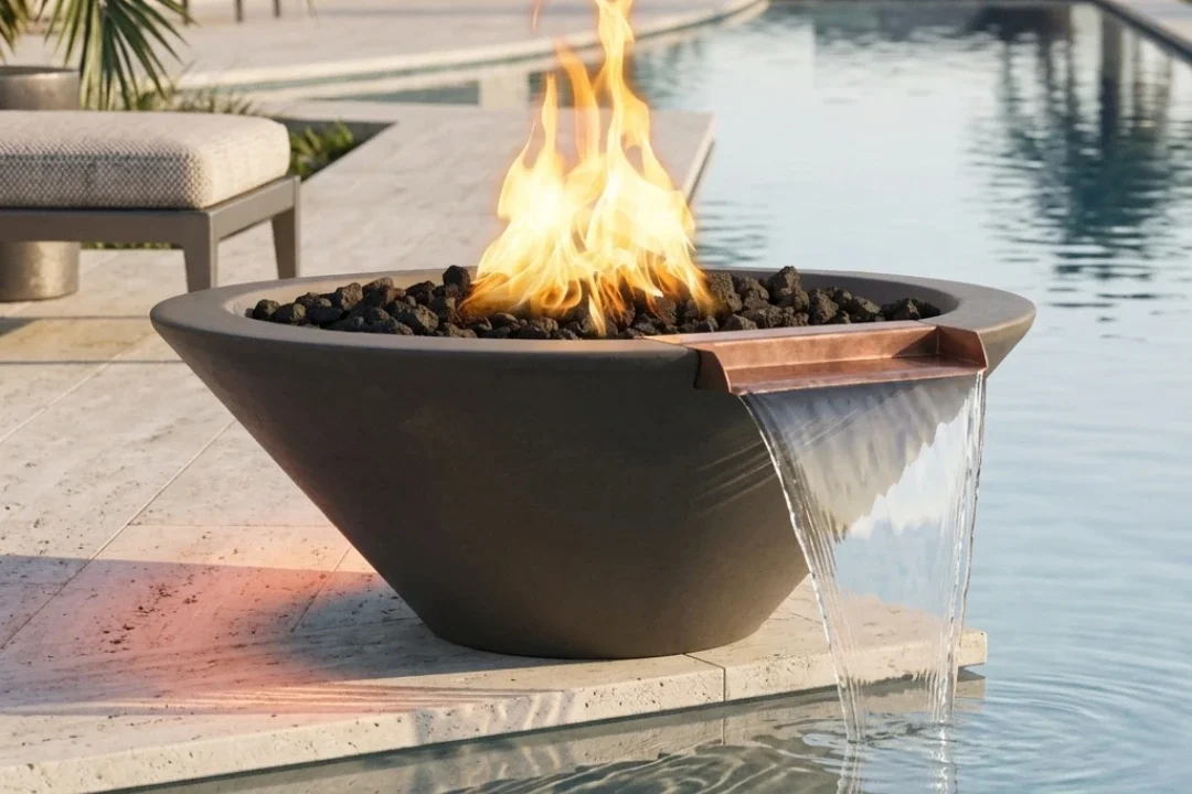 The Outdoor Plus 24" Cazo Fire & Water Bowl GFRC Concrete Design