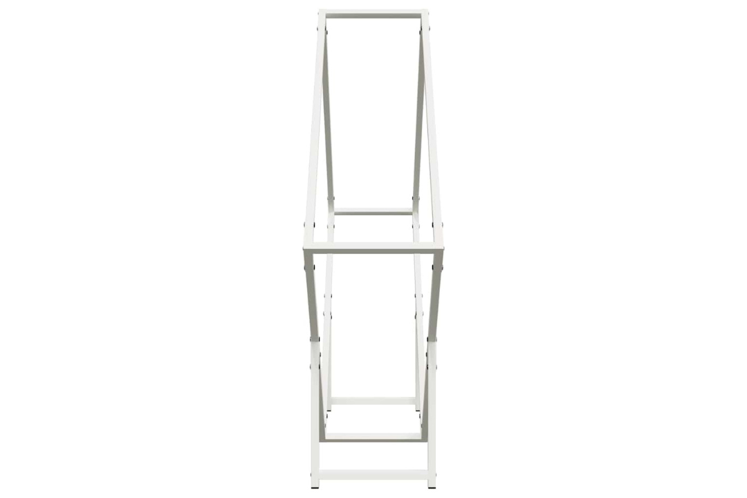 Space-Saving Firewood Rack 100 x 25 x 100 cm in White Made of Cold-Rolled Steel