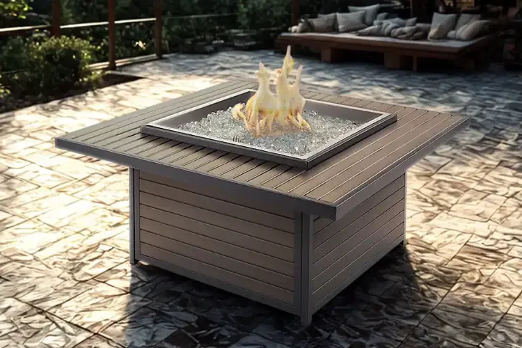 Kenwood and Brooks Taupe Square Chat Height Gas Fire Pit Table