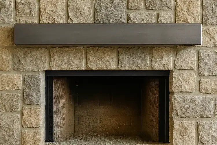 Design Specialties Silver Birch Steel Hand Crafted Finish Steel Mantel Shelf Above Fireplace