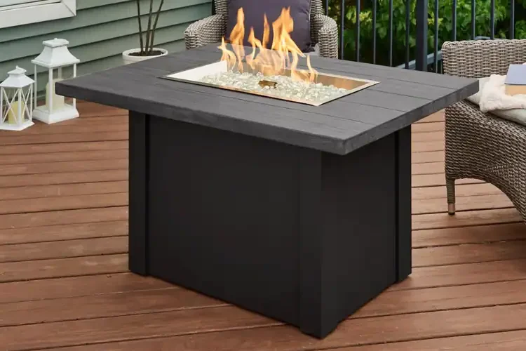 Havenwood 44" Luverne Black Rectangular Gas Fire Pit Table