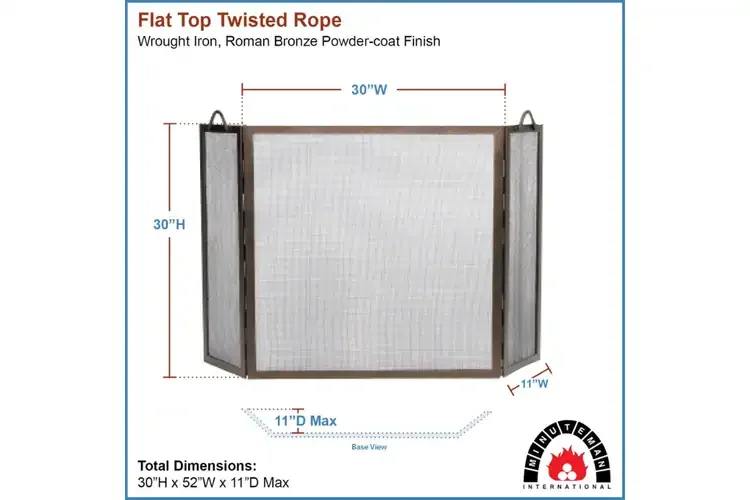 Twisted Rope Folding Fireplace Screen in Roman Bronze Specifications
