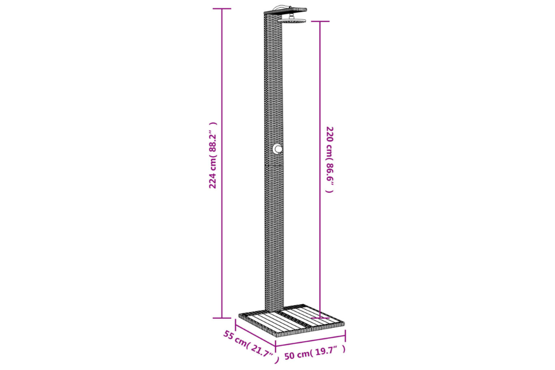 Outdoor Shower 50x55x224 cm in Beige Specifications