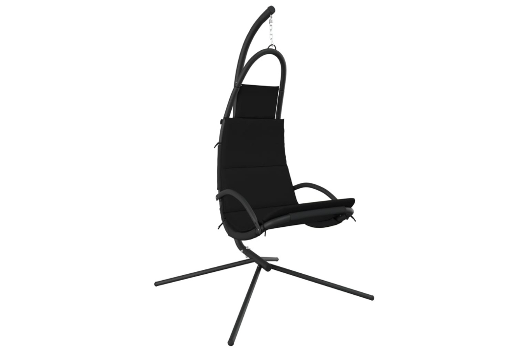 Garden Swing Chair with Cushion Oxford Fabric and Steel in Black With Breathable, Water-Resistant, and Dirt-Resistant Fabric