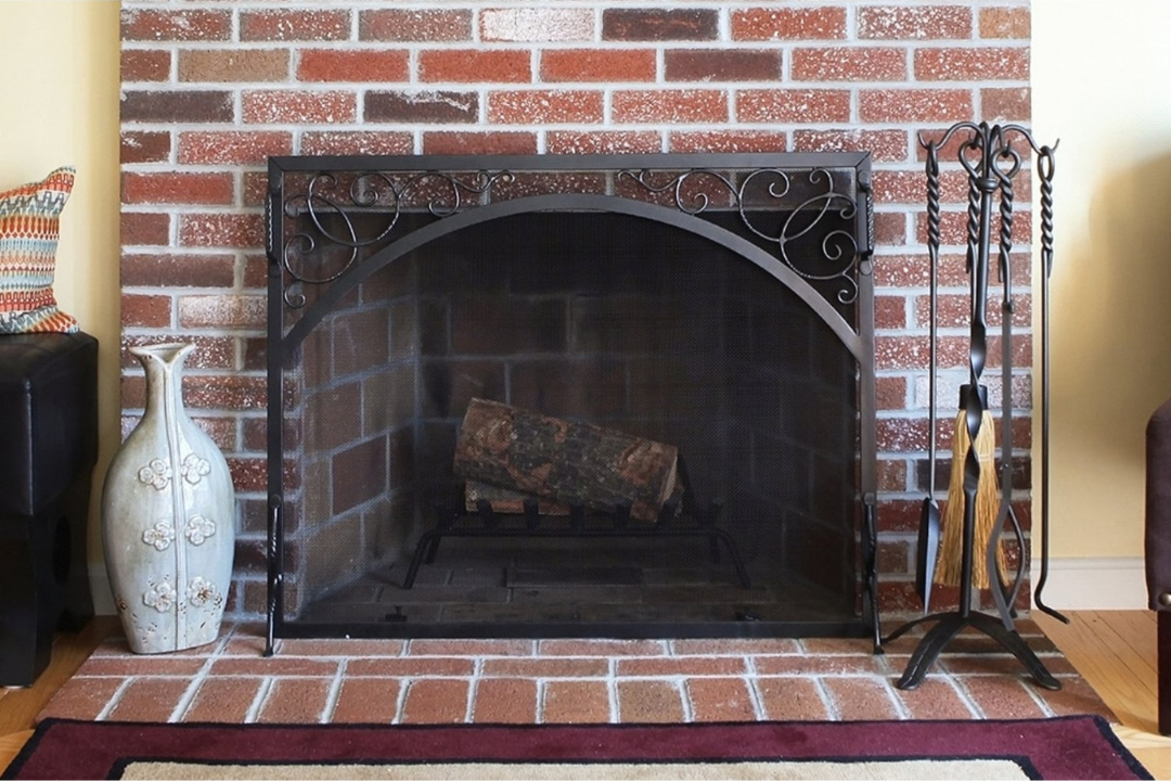Sterling Flat Fireplace Screen in 38" W x 30" H with Seamless Flat Bar Frame