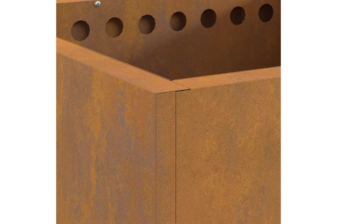 Aesthetic Smokeless Fire Pit Square 48 x 48 x 50 cm in Rusty Brown Weathering Steel