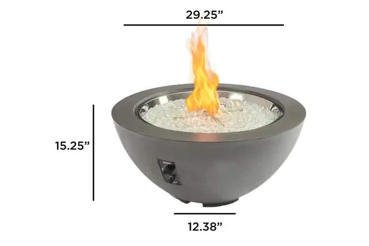 Cove 29" Midnight Mist Round Gas Fire Pit Bowl Dimension