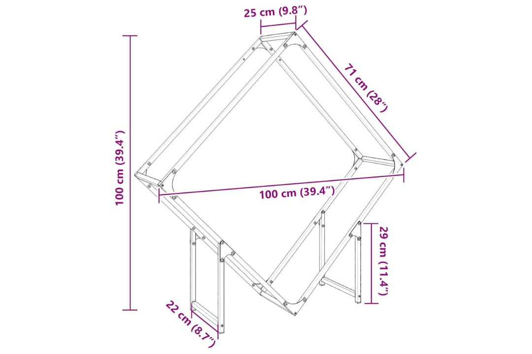 Firewood Rack 100 x 25 x 100 cm in Olive Green Made of Cold-Rolled Steel Specifications