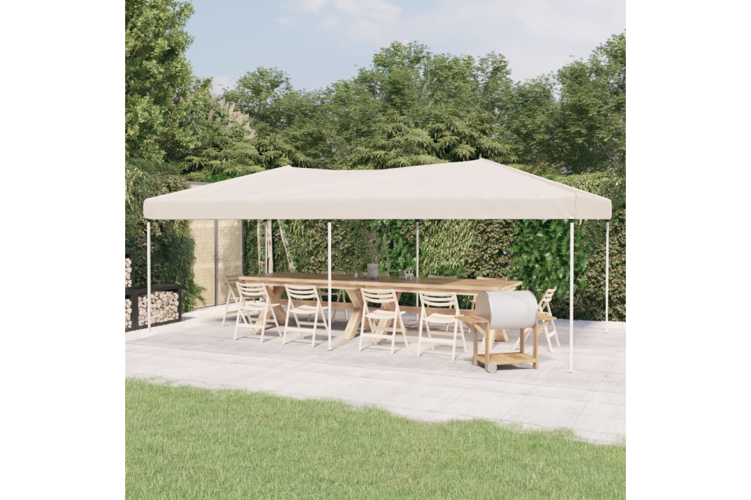 Folding Party Tent 3 x 6 m in Cream with 210D Oxford Fabric with Silver Coating