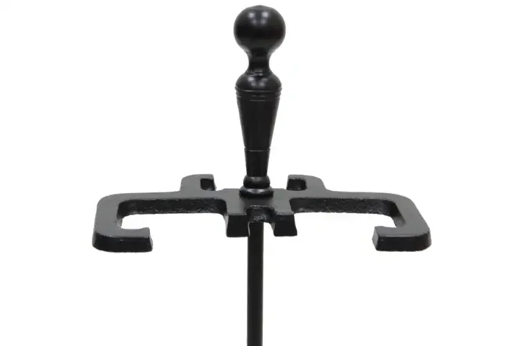 Plymouth Fireplace Tool Set – Cast & Wrought Iron, Black Powder-Coated Yoke in Square Base