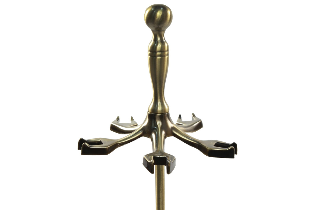 Concord Fireplace Tool Set Yoke in Antique Brass Finish, Cast & Wrought Iron