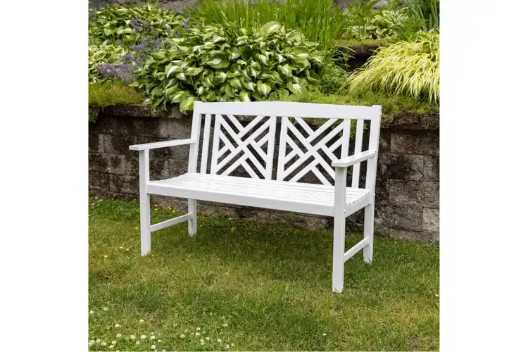 Fretwork Bench in White