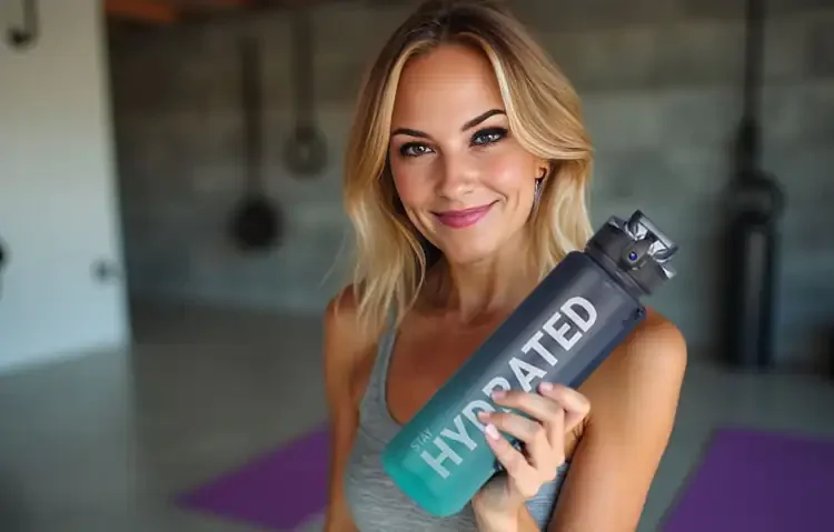 32 oz Inspirational Sports Water Bottle with Time Markers - Black & Teal