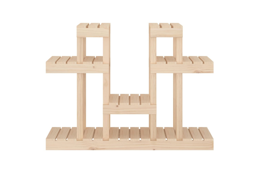 Durable Plant Stand Multi-Tier Shelf for Indoor & Outdoor Plants 104.5x25x77.5 cm Made of Solid Wood Pine in Natural