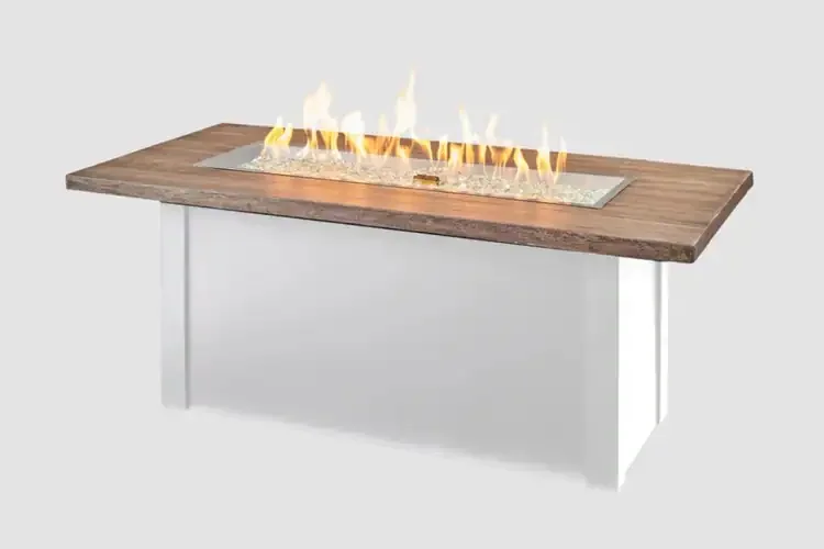 Havenwood 62" White Base Driftwood Top Gas Fire Pit Table