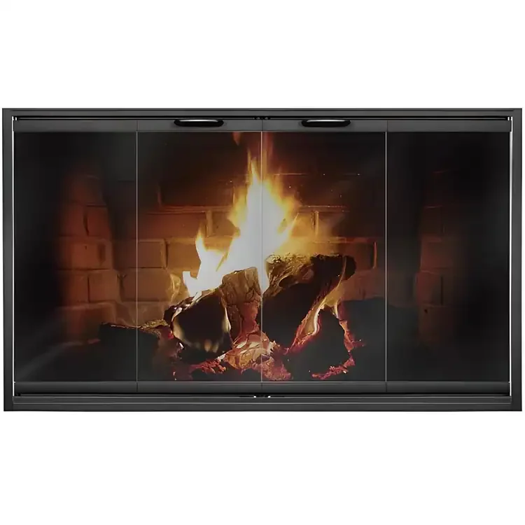 Thin Line Inside Fit Custom Masonry Fireplace Door – Textured Black by Thermo-Rite