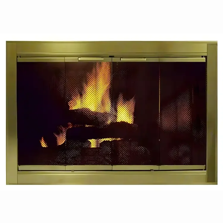Plated Antique Brass Fireview Masonry Fireplace Glass Door – Stock Sizes