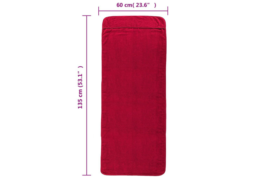 Beach Towels 4 pcs – 60 x 135 cm in Burgundy Red with 400 GSM Cotton Blend Specifications