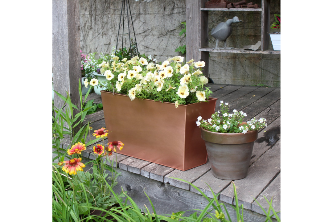 SOLARIA Copper-Plated Tall Flower Box Outdoor Modern Planter