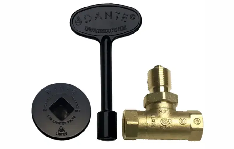 Flat Black Floor Plate With Gas Valve Key And Straight Valve