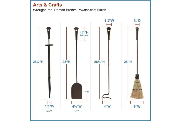 Arts and Crafts Fireplace Tool Set Detailed Information