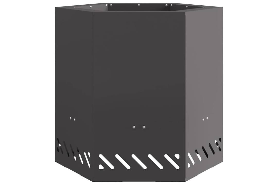 Smokeless Fire Pit Hexagonal 48 x 48 x 51 cm in Black Powder-Coated Finish Cold-Rolled Steel