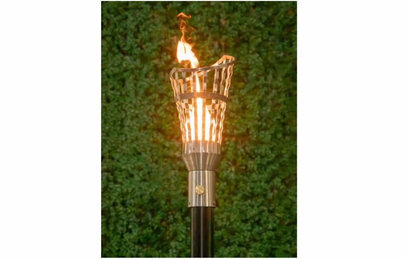 Roman Stainless Steel Gas Tiki Torch Head Lit