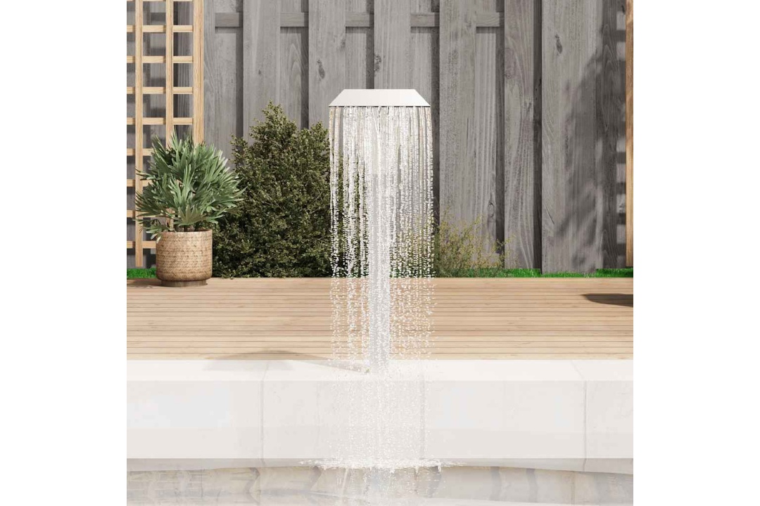 Pool Fountain in Silver Made from Stainless Steel SS 304 in 19.7 x 19.7 x 35.4 in