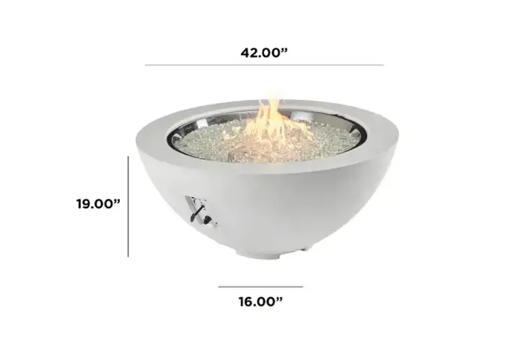 Cove White 42" Round Gas Fire Pit Bowl Dimension