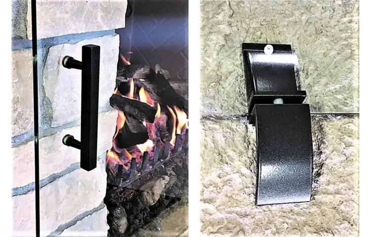 Handle & Foot Detail On Glass Fireplace Screen