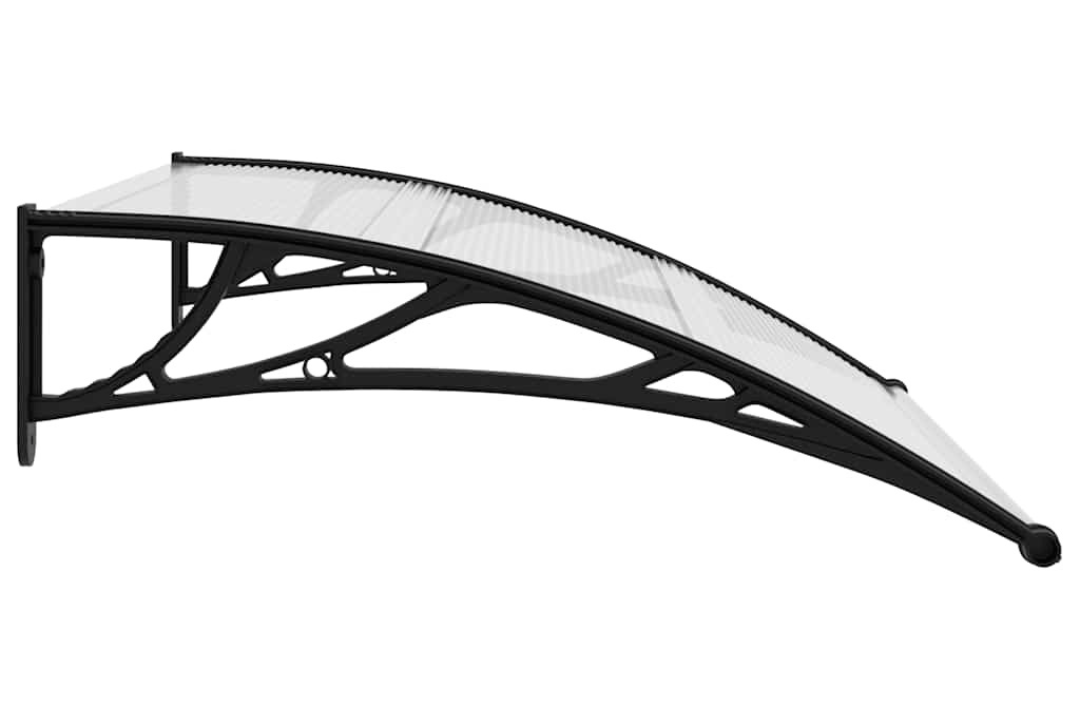 Door Canopy 120x100 cm Polycarbonate with ABS Brackets in Black Brackets and Transparent Sheets Easy Installation