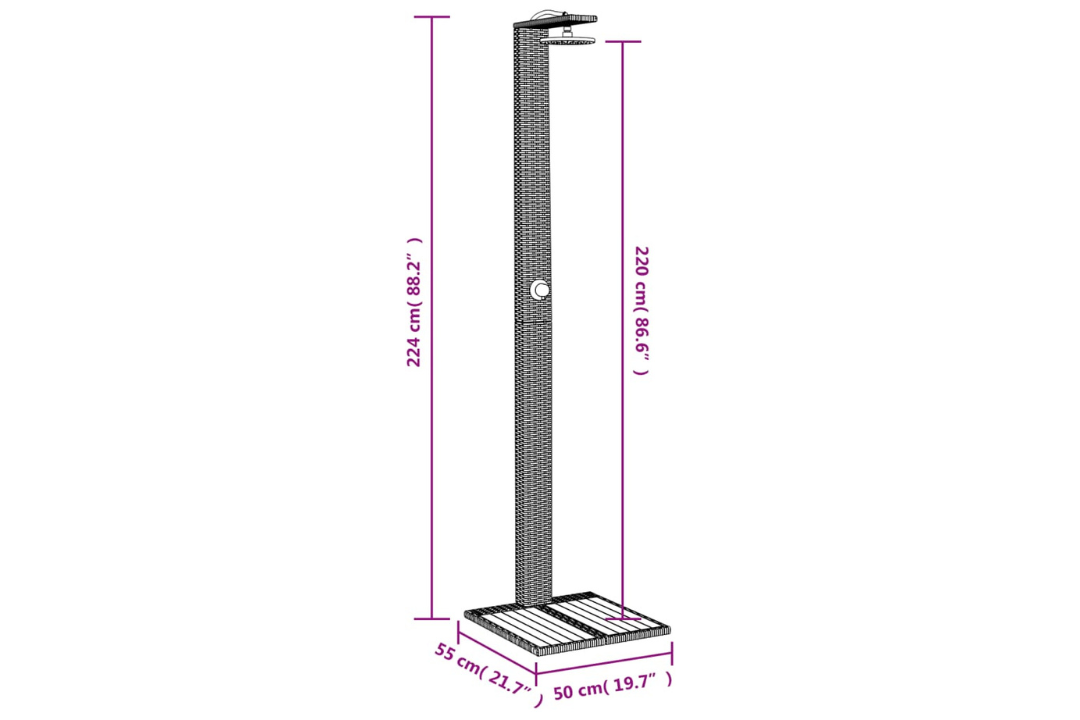 Outdoor Shower 50x55x224 cm in Gray Specifications