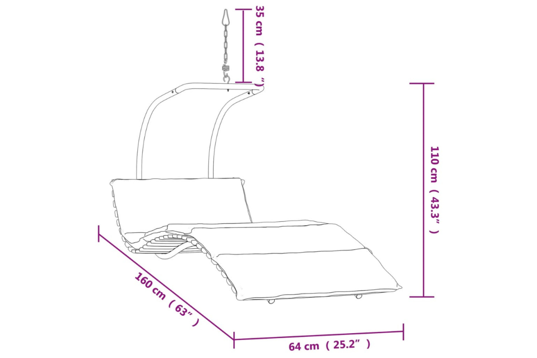Swing Chair with Cushion Fabric and Solid Wood Poplar Specifications