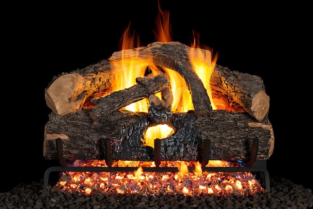 Real Fyre Charred Evergreen Oak 30" Outdoor Gas Log Set with Burner