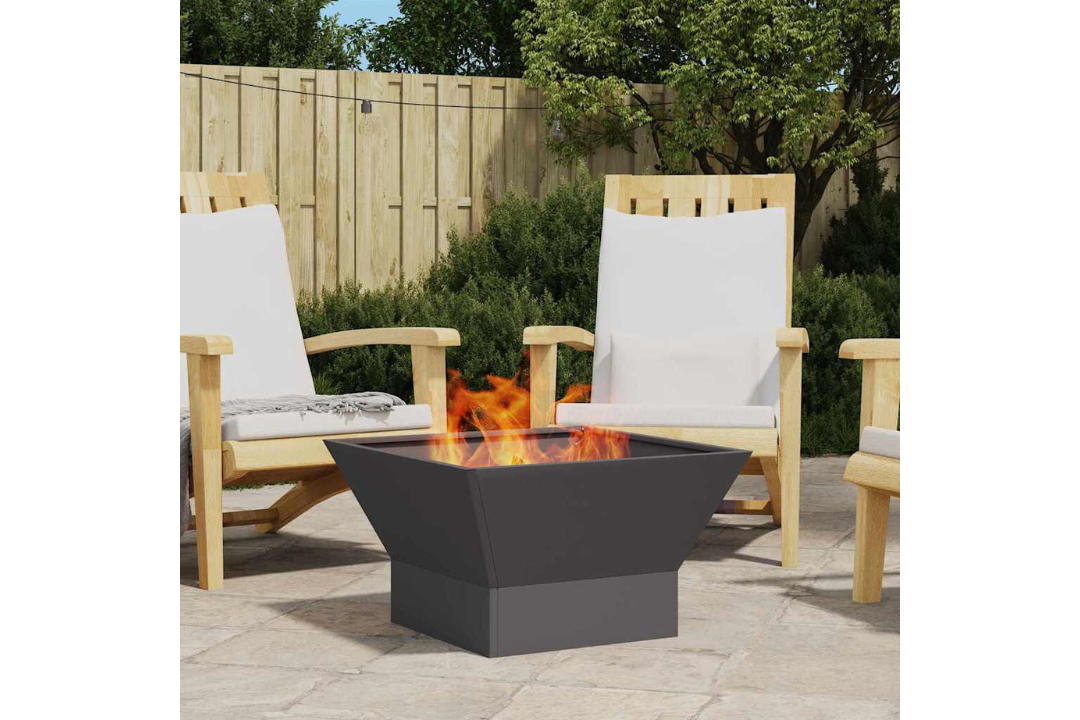 Fire Pit Square 60 x 60 x 35 cm in Black Cold-Rolled Steel